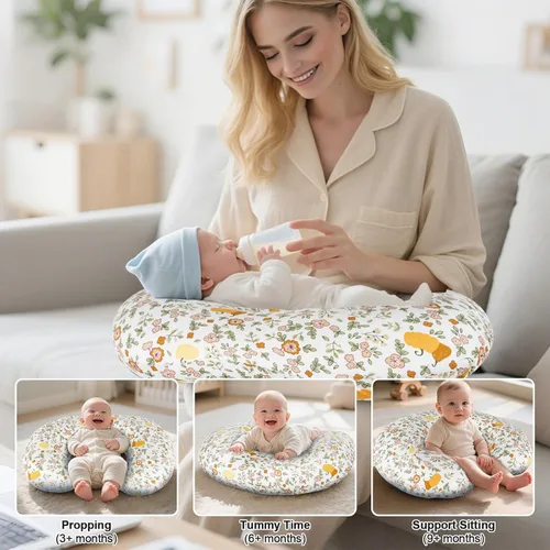 Vista 2 de Almohada ergonómica de lactancia para lactancia materna y biberón, almohada de lactancia para reducir la tensión de espalda y cuello, adecuada