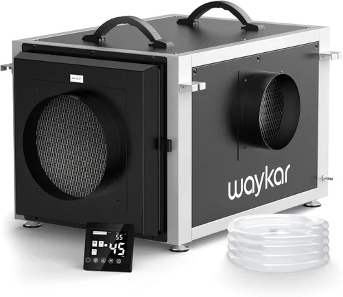 Vista 12 de Waykar Deshumidificador de espacio de arrastre de 125 pintas con control remoto y bomba, deshumidificador comercial de doble conducto HVAC para toda