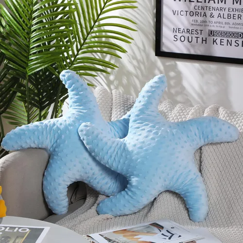 Fumete Almohada con forma de estrella de mar de playa con forma de estrella de mar de 20 pulgadas, diseño de estrella de mar, bonito animal de Azul