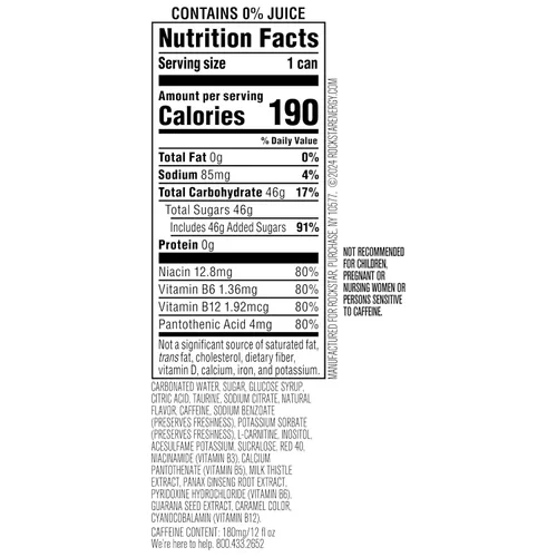 Vista 2 de Rockstar Bebida energética, fruta perforada, latas elegantes de 12 onzas (paquete de 16)