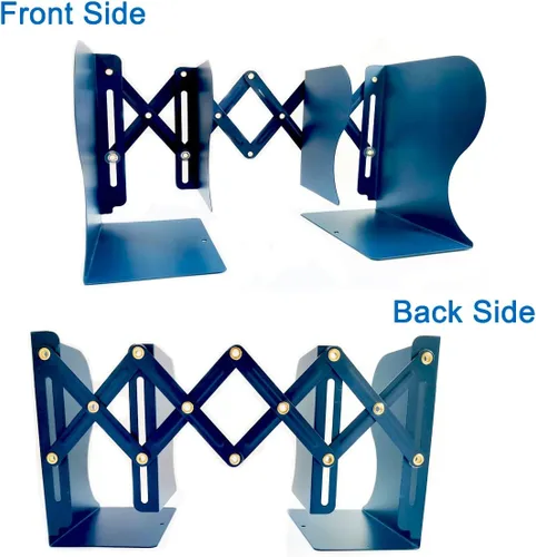 Vista 5 de Sujetalibros de metal para libros pesados, tapón resistente para libros resistentes, extremos ajustables para libros para oficina y escuela (azul)