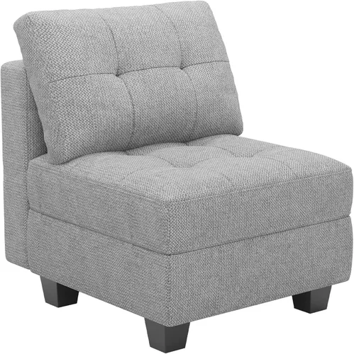 Vista 90 de Belffin Sofá modular modular con tumbonas dobles en forma de U, modular con asiento de almacenamiento, sofá modular con otomanas reversibles