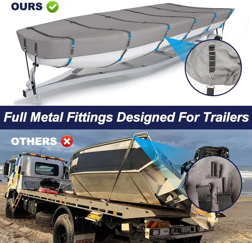 Vista 3 de Jon Boat de grado marino 900D, resistente a la decoloración y al desgarro, resistente al agua y protección UV, con correas de hebilla de metal