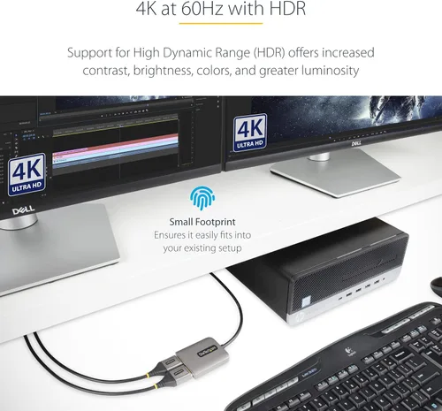 Vista 5 de StarTech.com Divisor DisplayPort 1.4 de 2 puertos, adaptador multimonitor DP a 2x DP, concentrador MST dual 5K 60Hz, solo Windows