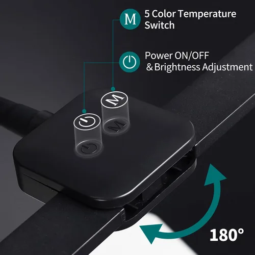 Vista 5 de Lámpara de escritorio de doble cabeza LED de 12W con adaptador de 2000LM US
