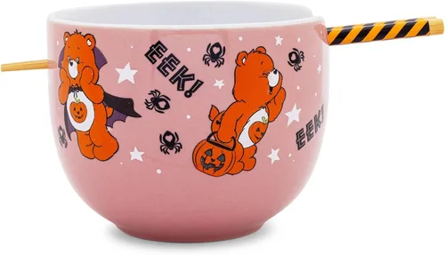 Vista 23 de Silver Buffalo Strawberry Shortcake - Tazón de cerámica vintage para ramen con palillos, apto para microondas, 20 onzas