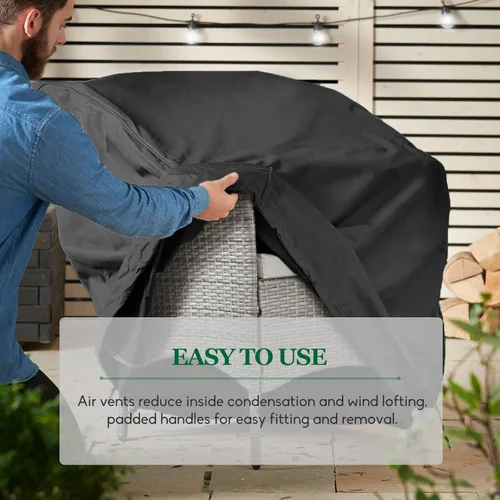 Vista 6 de Fundas para sillas de patio para muebles de exterior, impermeables, paquete de 2, fundas para sillas de césped 600D, tela Oxford resistente, fundas