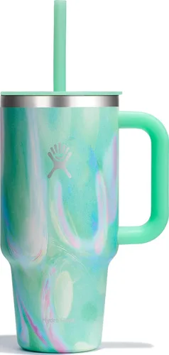 Vista 92 de Hydro Flask Vaso de Viaje con Asa, Tapa y Pajita - Acero Inoxidable Aislado en 24 Oz Aloe