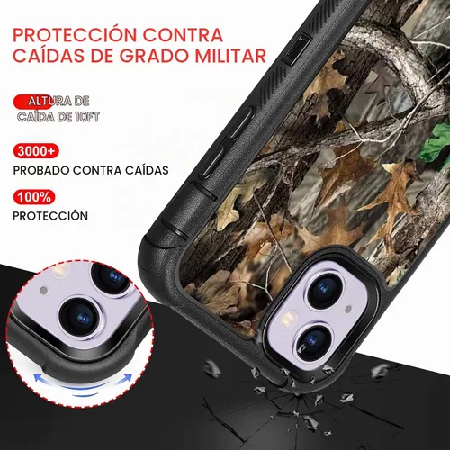 Vista 3 de Funda para iPhone 15 Camo Leaf Hoja de camuflaje.
