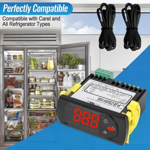 Vista 2 de Sustitución para Controlador de Temperatura Carel PJEZS0H100, para Refrigeradores/Congeladores de 115V 50/60hz, Termostato Digital Programable