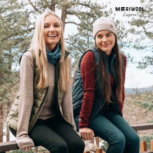 Vista 6 de MERIWOOL Camiseta térmica de manga larga para mujer, 100% lana merina, peso medio, para mujer