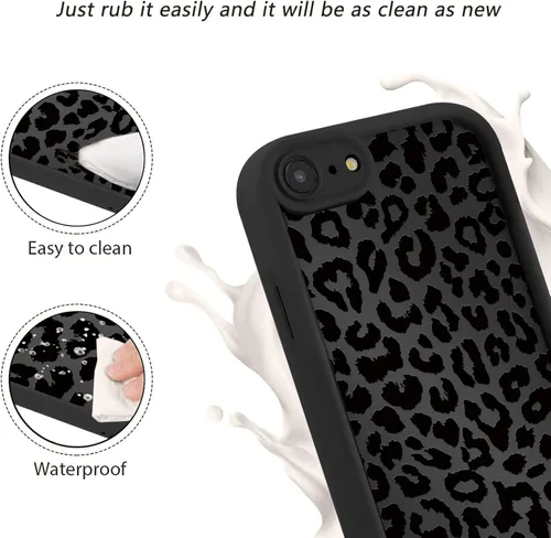 Vista 7 de Bonita funda de teléfono con estampado de guepardo para iPhone 7/8/SE 2020/2022 de 4.7 pulgadas, diseño estético de lujo de leopardo negro, a prueba