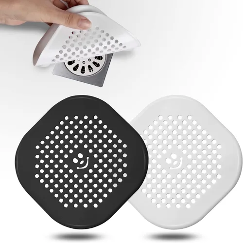 Vista 22 de Protector de silicona para cubrir drenaje de ducha, bañera, cocina, baño, recoge restos de cabello, paquete de 2, color negro