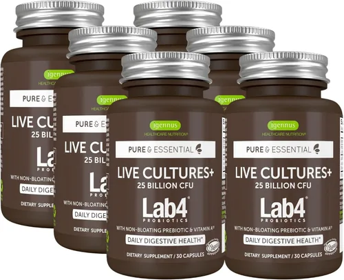 Vista 12 de Igennus Probiotics & Prebiotic 2 en 1, Lactobacillus Acidophilus & Bifidobacterium, apoyo a la salud intestinal, cultivos vivos+ Lab4, 25 mil