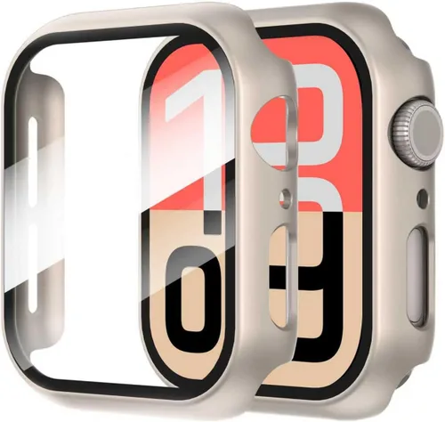 Vista 34 de Diruite Juego de 2 fundas para Apple Watch Series 3/2/1 de 38mm, protector de pantalla de vidrio templado ultradelgado de todo alrededor para iWatch