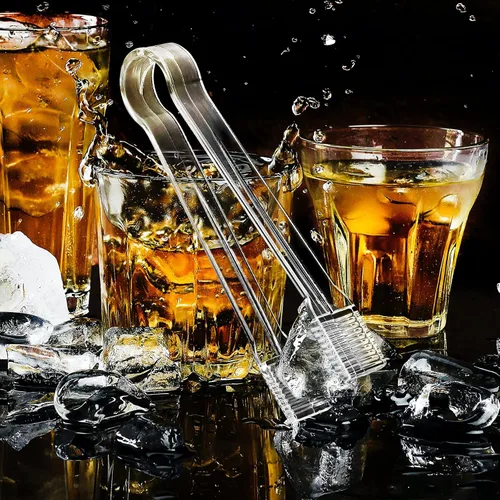 Vista 6 de Patelai 10 pinzas pequeñas de plástico para servir aperitivos, de plástico transparente, mini cubos de azúcar, para bufé, helado, postre, té, café
