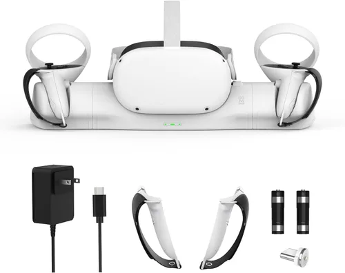 AMVR - Base de carga mejorada con cable de carga USB-C para MetaOculus Quest 2, soporte para pantalla de auriculares y estación de montaje del