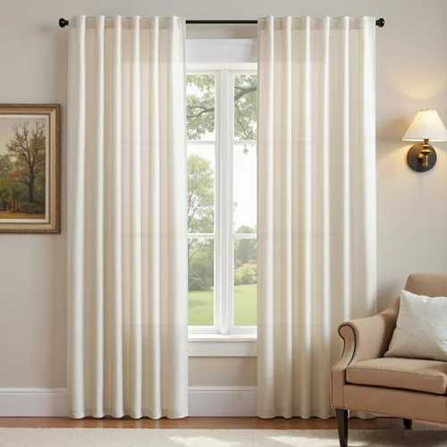 Vista 17 de JINCHAN Cortinas blancas para sala de estar y dormitorio, cortinas texturizadas de lino de 96 pulgadas de largo, 2 paneles, cortinas