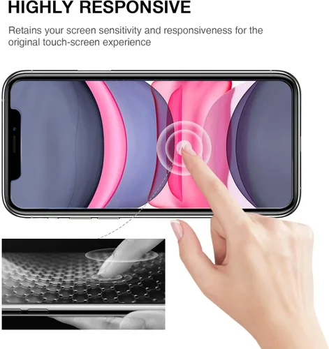 Vista 4 de Protector de pantalla de vidrio templado para iPhone 11, iPhone XR (paquete de 3) – Funda protectora de vidrio templado para iPhone de 6.1 pulgadas