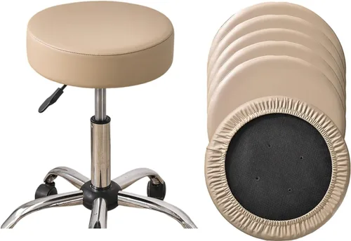 Vista 27 de HAOYONG Juego de 4 fundas redondas para taburetes de bar, impermeables, de poliuretano, fundas elásticas para taburetes de bar, fundas para sillas
