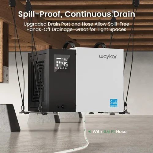 Vista 5 de Waykar Deshumidificador Energy Star de 70 pintas con manguera de drenaje, deshumidificador comercial para sótanos y hogar, para espacios de hasta