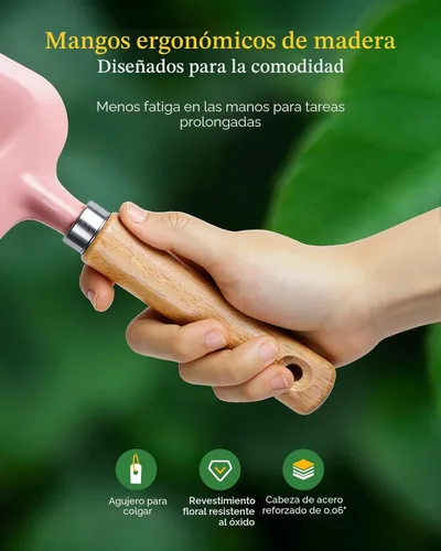 Vista 3 de Grenebo Juego de herramientas de jardinería de 12 piezas para mujer, herramientas de jardín resistentes al óxido y resistentes con funda