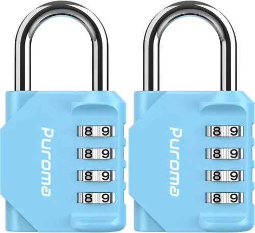 Vista 18 de Puroma - Candado impermeable de combinación de 4 dígitos, para intemperie, para casillero escolar o deportivo, valla, caja de herramientas, puerta