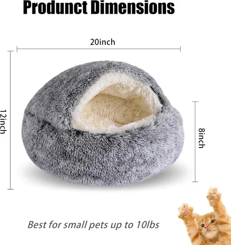 Vista 3 de FORMYCATIE Camas para gatos de interior, cueva de gatos, para cachorros y gatitos, cama relajante para perros pequeños con cueva cubierta