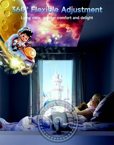 Vista 4 de Proyector de películas con WiFi 6 y Bluetooth, con altavoz integrado, decodificación 4K y salida de 1080P, enfoque de un solo toque, rotación