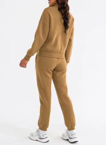 Vista 4 de Herseas Conjunto deportivo de 2 piezas para mujer, conjunto de sudadera con media cremallera y pantalones a juego