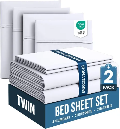Vista 131 de Utopia Bedding - Juego de sábanas de microfibra cepillada, resistente al encogimiento y a la decoloración, de fácil cuidado, 3 piezas, tamaño Beige