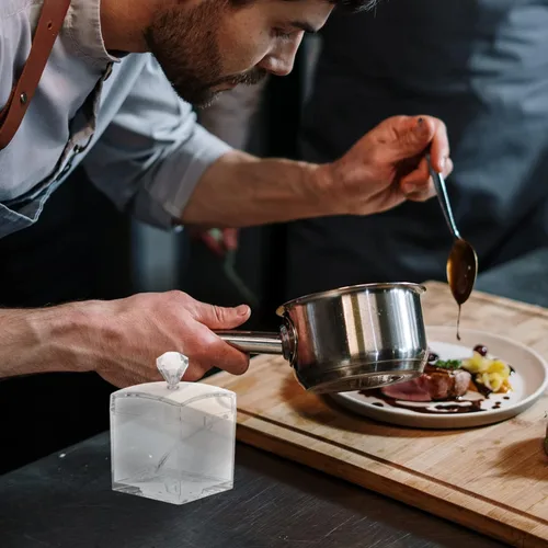 Vista 6 de Hemoton Tarros de cruet - Azucarero cuadrado con tapa y cuchara transparente para dulces, caja de condimentos transparente, olla de sal