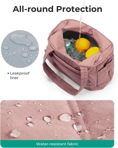 Vista 8 de BAGSMART Bolsa de Almuerzo para Mujer, Bolsa de Almuerzo Grande Aislada con Múltiples Bolsillos, Bolsa de Mano Acolchada y Hinchable