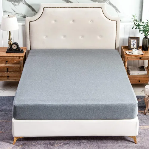 Vista 5 de PURE ERA Sábana bajera ajustable de algodón de punto de jersey (sin sábana encimera ni fundas de almohada), bolsillo extra profundo de hasta 15 a 20