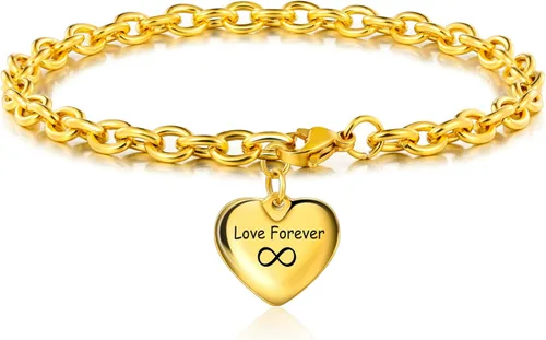 MeMeDIY Pulsera de plata con inicial de nacimiento, pulsera personalizada con dije de corazón, joyería de acero inoxidable, pulseras de oro y oro