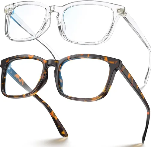 Vista 13 de Square Blue Light Glasses for Women Men Clear Frame Computer Tortuga negra y coco