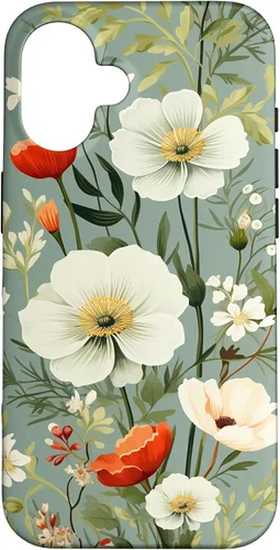 Sage Green Flower Wildflower Pattern Floral Case for iPhone 16