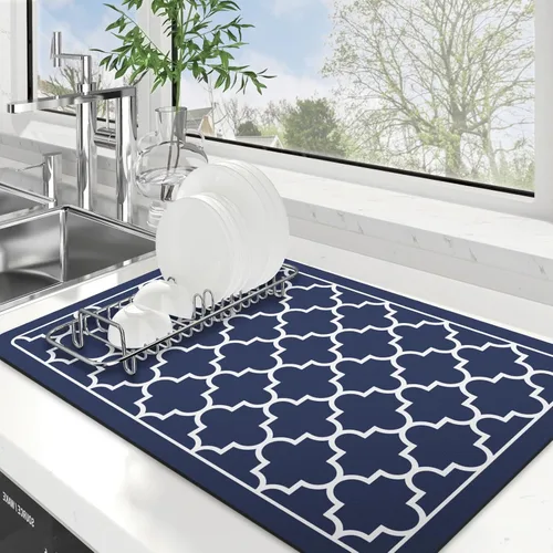 Vista 47 de WISELIFE Tapete de secado de platos súper absorbente, tapete grande para secar platos para encimera de cocina, tapete de secado de platos fácil