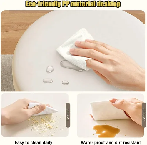 Vista 4 de YVYKFZD Round Side Table, Unique Couch End Table, Snack Sofa Table with Metal Legs, Minimalist Nightstand Accent Tables, for Living Room, Black