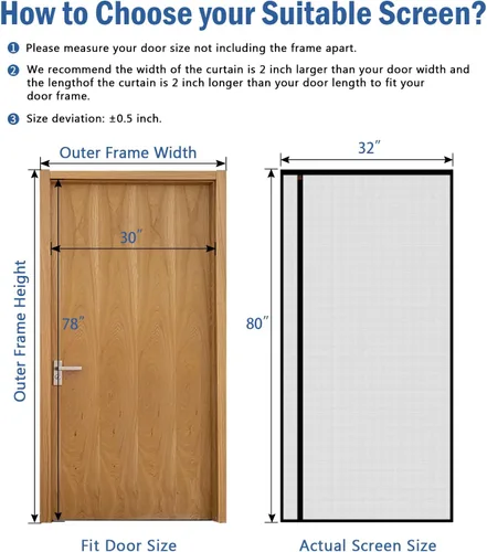 Vista 2 de WochiTV - Puerta reversible de malla con pantalla magnética, se adapta a puerta de 30 x 78 pulgadas, apertura lateral izquierda y derecha, pantalla