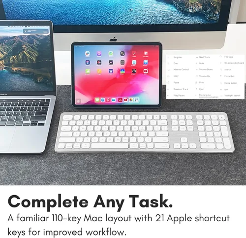 Vista 6 de Macally Teclado Bluetooth inalámbrico de alta calidad, teclado inalámbrico compatible con Apple para Mac Mini, MacBook Pro/Air portátil, teclado