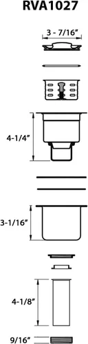 Vista 4 de Ruvati RVA1027BL - Drenaje profundo para fregaderos de cocina de metal de 3-1/2 pulgadas, acero inoxidable negro plomizo