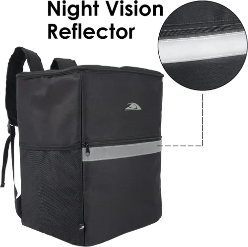 Vista 3 de Trail maker Mochila aislada para entrega de alimentos con portavasos para bebidas, bolsillo, reflectores para comestibles, Dashers Insulated, Food