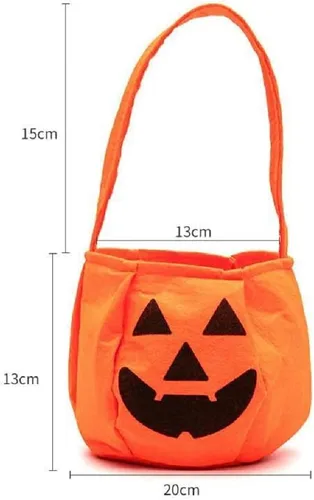 Vista 3 de 2 bolsas de dulces de calabaza de Halloween, calabaza naranja para Halloween, dulce o truco, bolsa de dulces para fiesta de Halloween