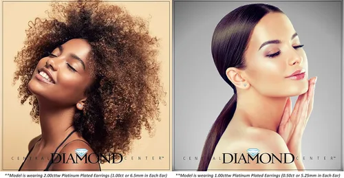 Vista 5 de Aretes NANA de poste de oro y plata, con cristales Swarovski de circonia cúbica de brillo puro de 1.5 a 4 quilates en engaste de 3 garras