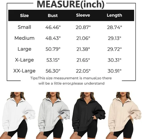 Vista 6 de Trendy Queen Womens Oversized Sweatshirts Hoodies Half Zip Pullover Fall Fashion Outfits 2023 Y2k Clothes
