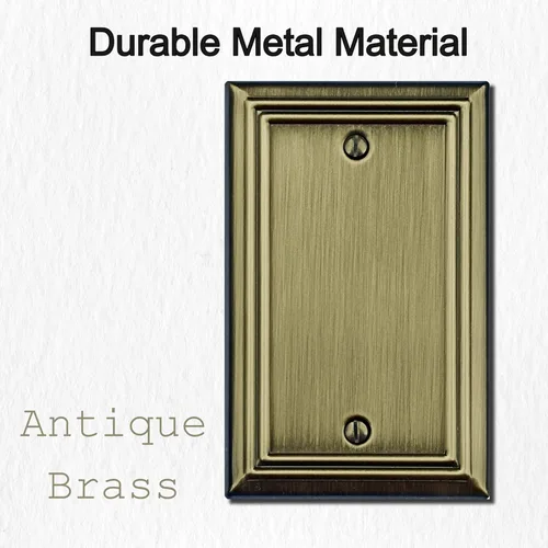 Vista 3 de OKAWYC Cubierta Individual en Blanco para Interruptor de Luz Placa de Pared de Metal Adler, Paquete de 4 Latón Antiguo 1 Gang, Cubierta
