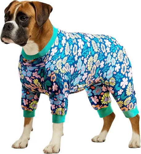 LovinPet Onsie para Perro Después de Cirugía Perros Grandes, Ropa para Perros Grandes, Mameluco Postcirugía, Pijama de Tela Ligera Pitbull Perro,