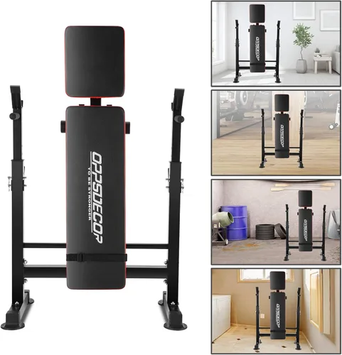 Vista 7 de OPPSDECOR 6 in 1 900LBS Weight Bench with Leg Extension and Leg Curl, Foldable Bench Press Set and Squat Barbell Rack with Preacher Curl, Adjustable