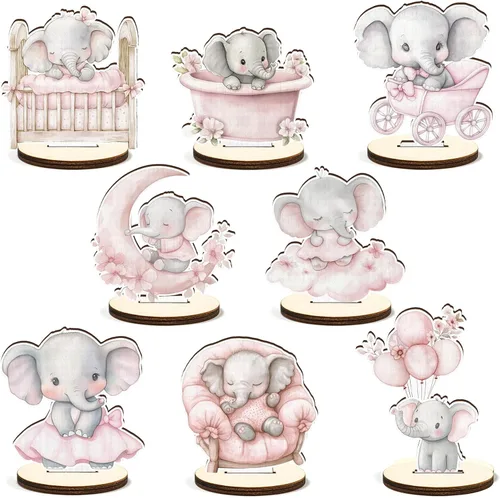 Vista 20 de 16 piezas de centro de mesa de madera para baby shower con oso azul desmontable, señal de mesa "Es un niño", revelación de género, decoración